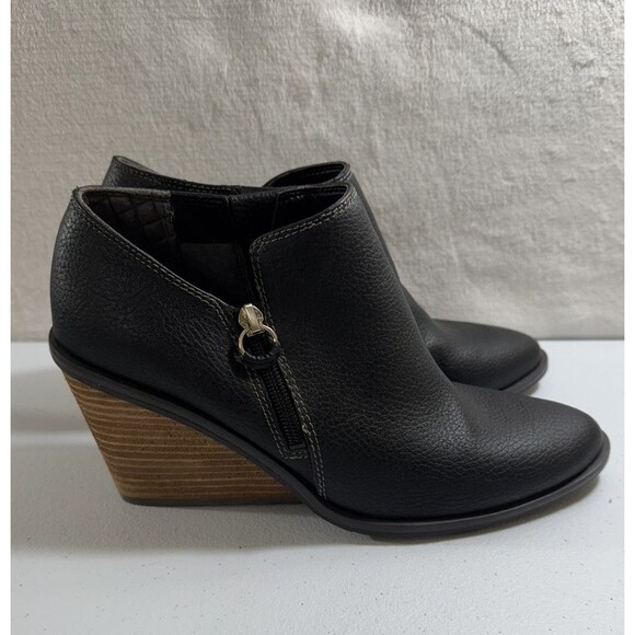 Dr Scholls Platform Wedge Sz 9.5 High Heel  Work It Bootie Ankle Zip Shoes - Picture 2 of 5